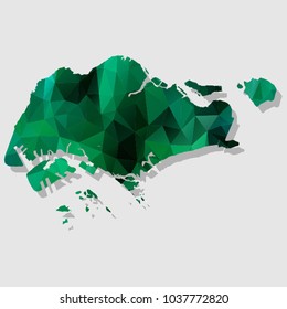 Map-Singapore Map Each city combines polygon pattern emerald green eps vector illustration 10