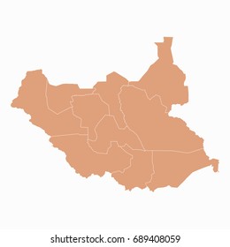 Map-South Sudan map. Each city and border has separately. Vector illustration eps 10.