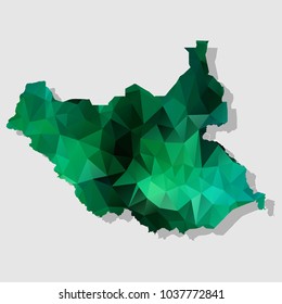 Map-SouthSudan Map Each city combines polygon pattern emerald green eps vector illustration 10