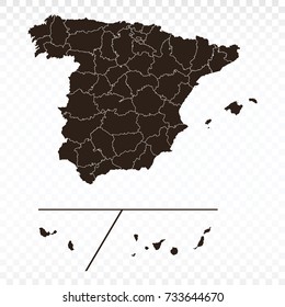 Map-Spain Provinces map. Each city and border has separately. Vector illustration eps 10.