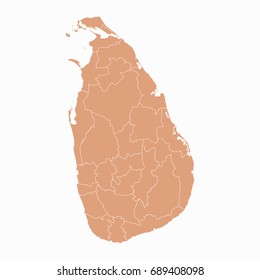 Map-Sri Lanka map. Each city and border has separately. Vector illustration eps 10.