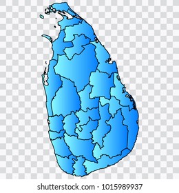 Map-SriLanka map. Each city and border has separately. Bluish blue. Vector illustration Eps 10.