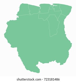 Map-Suriname map. Each city and border has separately. Vector illustration eps 10.
