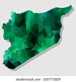 Map-Syria Map Each city combines polygon pattern emerald green eps vector illustration 10