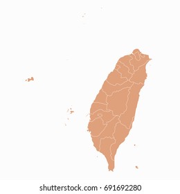 Map-Taiwan map. Each city and border has separately. Vector illustration eps 10.