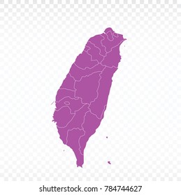 Map-Taiwan map. Each city and border has separately. Vector illustration eps 10.