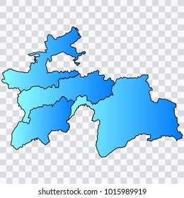 Map-Tajikistan map. Each city and border has separately. Bluish blue. Vector illustration Eps 10.