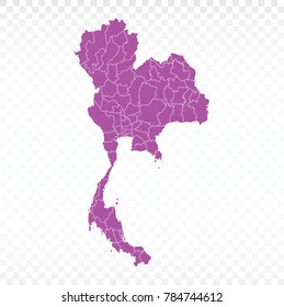 Map-Thailand map. Each city and border has separately. Vector illustration eps 10.