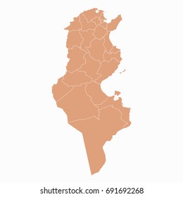 Map-Tunisia map. Each city and border has separately. Vector illustration eps 10.