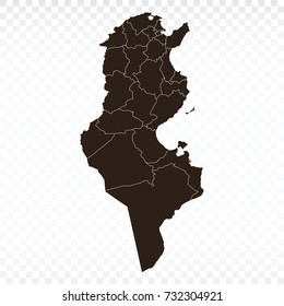 Map-Tunisia map. Each city and border has separately. Vector illustration eps 10.