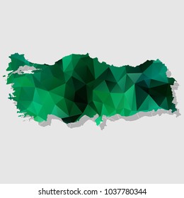 Map-turkey Map Each city combines polygon pattern emerald green eps vector illustration 10