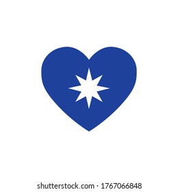 corazón de banner mapuche con estrella, ilustración vectorial