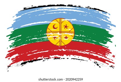 Mapuche flag in grunge brush stroke, vector image