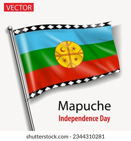 Mapuche flag national independence day vector flags in America 