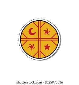 mapuche symbol doodle sticker icon, vector illustration