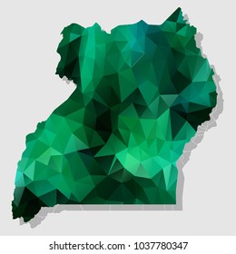 Map-uganda Map Each city combines polygon pattern emerald green eps vector illustration 10