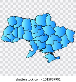 Map-Ukraine map. Each city and border has separately. Bluish blue. Vector illustration Eps 10.
