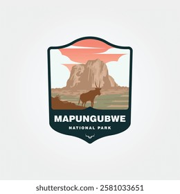 Mapungubwe national Park badge showcases hartebeest silhouettes against a large rock