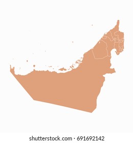 Map-United Arab Emirates map. Each city and border has separately. Vector illustration eps 10.