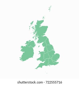 Map-United Kingdom map. Each city and border has separately. Vector illustration eps 10.