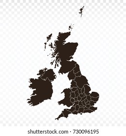 Map-United Kingdom map. Each city and border has separately. Vector illustration eps 10.