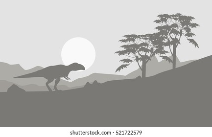 Mapusaurus on the hill scenery