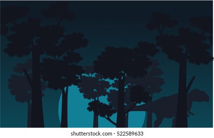 Mapusaurus scenery of silhouettes vector