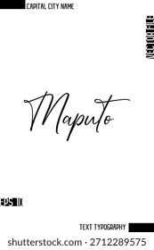 Maputo --Capital Nombre de la ciudad Caligrafía cursiva Diseño de texto decorativo Elemento de Vector