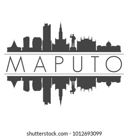 Maputo Mozambique Africa Skyline Vector Art Mirror Silhouette Emblematic City Buildings