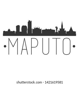 Maputo Mozambique. City Skyline. Silhouette City. Design Vector. Famous Monuments.