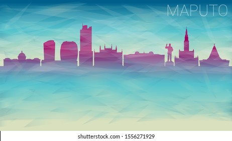 Maputo Mozambique City Skyline Vector Silhouette. Broken Glass Abstract Geometric Dynamic Textured. Banner Background. Colorful Shape Composition.