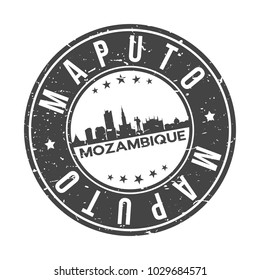 Maputo Mozambique Round Stamp Icon Skyline City Design Badge.