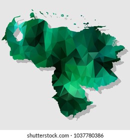 Map-venezuela Map Each city combines polygon pattern emerald green eps vector illustration 10