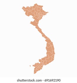 Map-Vietnam map. Each city and border has separately. Vector illustration eps 10.