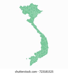 Map-Vietnam map. Each city and border has separately. Vector illustration eps 10.