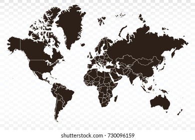 Map-World map. Each city and border has separately. Vector illustration eps 10.