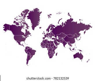 Map-world map. Each city and border has separately. Vector illustration eps 10.