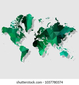 Map-world Map Each city combines polygon pattern emerald green eps vector illustration 10