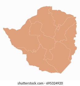 Map-Zimbabwe map. Each city and border has separately. Vector illustration eps 10.