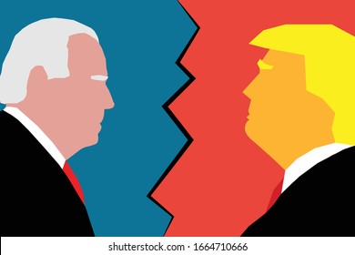 Mar 05, 2020 - Character Illustration of Joe Biden facing Donald Trump. Illustrating the 2020 US presidential election 