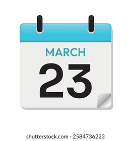 Mar 23rd. March Twenty Third. Calendar Page in Flat Design. Month. Daily. Blue Vector. Date Icon. Time Concept. Day Illustration Symbol.