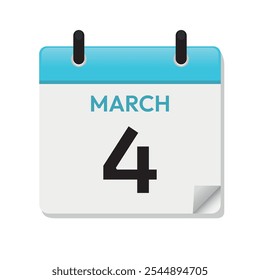 Mar 4th. March Fourth. Calendar Page in Flat Design. Month. Daily. Blue Vector. Date Icon. Day Illustration Symbol. Time Concept.