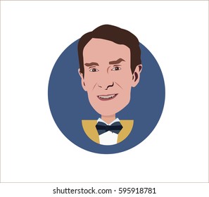 Mar 8 ,2017 Bill Nye Portrait Flat Illustration 