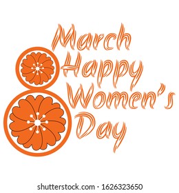 Mar. 8 concept, text design Happy Women's Day with flowers. Vector illustration. Templates for posters, cards, banners.