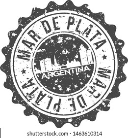 Mar de Plata Argentina City Skyline. Silhouette City. Design Vector. Famous Monuments.