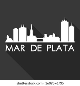 Mar de Plata Argentina Flat Icon Skyline. Silhouette Design City Vector Art. Famous Buildings Vector.