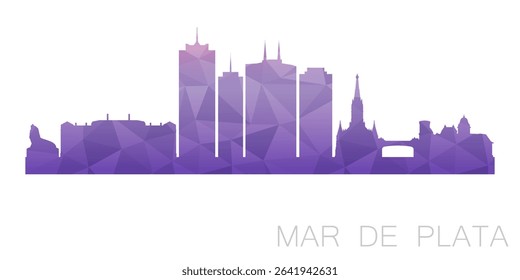 Mar de Plata, Argentina Low Poly Skyline Clip Art City Design. Geometric Polygon Graphic Horizon Icon. Vector Illustration Symbol.