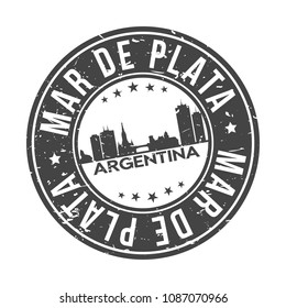 Mar de Plata Argentina Round Stamp Icon Skyline City Design Badge Rubber.