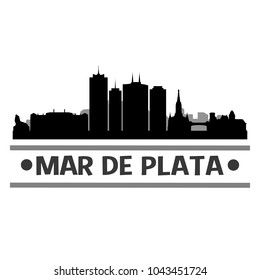 Mar de Plata Argentina Skyline Silhouette Stamp City Design Vector Art Template