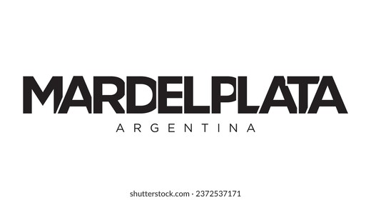 Mar del Plata in the Argentina emblem for print and web. Design features geometric style, vector illustration with bold typography in modern font. 